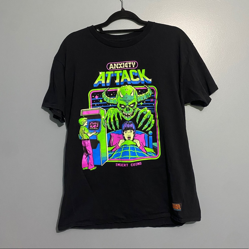 Large Black Steven Rhodes Anxiety Attack T-Shirt